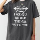 XXXL Pepper Dark Gray I Wanna Do Bad Things With You Vampire Gothic Halloween Spooky Scary Comfort Colors Tee
