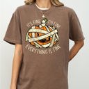 Large Espresso Brown It's Fine, I'm Fine, Everything Is Fine Pumpkin Halloween Jack-O-Lantern Spooky Fall Autumn Comfort Colors Tee