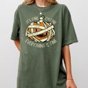 Large Moss Dark Green It's Fine, I'm Fine, Everything Is Fine Pumpkin Halloween Jack-O-Lantern Spooky Fall Autumn Comfort Colors Tee