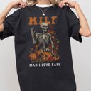 Large Black MILF Man I Love Fall Halloween Autumn Skeleton Fun Thanksgiving Comfort Colors Tee