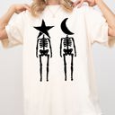 XXL Ivory Cream Mystical Couple Stars Moons Skeleton Halloween Spooky Night Sky Comfort Colors Tee