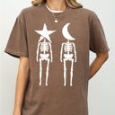 Medium Espresso Brown Mystical Couple Stars Moons Skeleton Halloween Spooky Night Sky Comfort Colors Tee