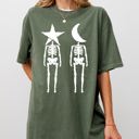 XXXL Moss Dark Green Mystical Couple Stars Moons Skeleton Halloween Spooky Night Sky Comfort Colors Tee