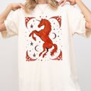 Small Ivory Cream Mystical Unicorn Celestial Magical Stars Moon Dreamscape Aura Night Sky Comfort Colors Tee