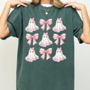 XXXL Blue Spruce Green Pink Ghost Coquette Bows Ribbons Halloween Girly Spooky Cozy Vintage Inspired Comfort Colors Tee