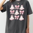 Large Pepper Dark Gray Pink Ghost Coquette Bows Ribbons Halloween Girly Spooky Cozy Vintage Inspired Comfort Colors Tee