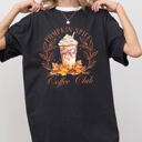 Medium Black Pumpkin Spice Coffee Club Latte Girly Coquette Autumn Fall Cozy Moonlit Morning Edition Comfort Colors Tee