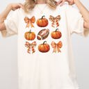 XXL Ivory Cream Pumpkin Football Bows Ribbons Fall Autumn Thanksgiving Halloween Sports Touch Down Comfort Colors Tee