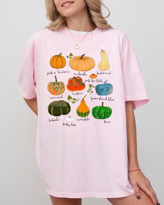 Pumpkins Jack-O-Lanterns Fall Halloween Thanksgiving Illustration Comfort Colors Tee
