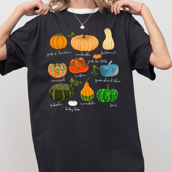 Pumpkins Jack-O-Lanterns Fall Halloween Thanksgiving Illustration Comfort Colors Tee