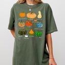 XL Moss Dark Green Pumpkins Jack-O-Lanterns Fall Halloween Thanksgiving Illustration Comfort Colors Tee