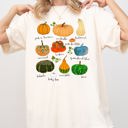 Medium Ivory Cream Pumpkins Jack-O-Lanterns Fall Halloween Thanksgiving Illustration Comfort Colors Tee