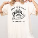 Large Ivory Cream Pure Of Heart, Dumb Of Ass Possum Opossum Quote Statement Edition Comfort Colors Tee