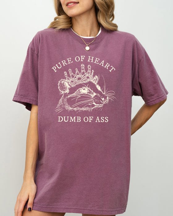 Pure Of Heart, Dumb Of Ass Possum Opossum Quote Statement Edition Comfort Colors Tee