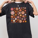 Large Black Retro Autumn Flowers Vintage Floral Pattern Autumn Seasonal Thanksgiving Halloween Floral Art Comfort Colors Tee