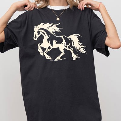 Retro Pixel Horse 8-Bit Vintage Pixelated Arcade Style Classic Comfort Colors Tee