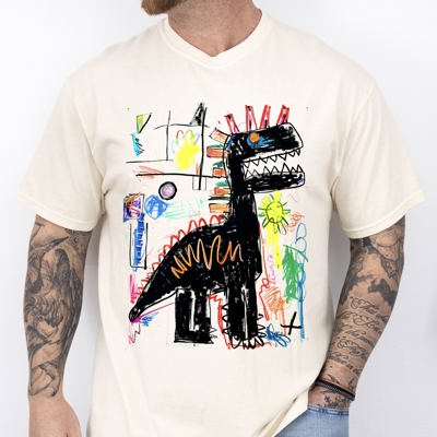 Robot Dinosaur Graffiti Neo Expressionist Dragon Illustration Comfort Colors Tee