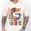 XXXL Ivory Cream Robot Dragon Dinosaur Graffiti Colorful Neo Expressionist Pop Art Comfort Colors Tee