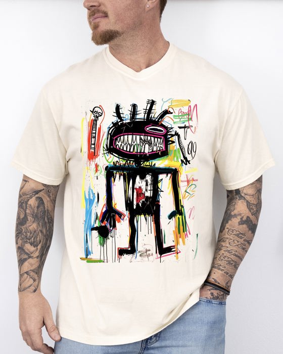 Robot Zombie Halloween Graffiti Colorful Neo Expressionist Urban Vibrant Comfort Colors Tee