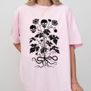 XL Blossom Light Pink Skull Flower Botanical Halloween Skeleton Spooky Snakes Art Collection Comfort Colors Tee