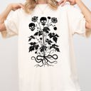 Medium Ivory Cream Skull Flower Botanical Halloween Skeleton Spooky Snakes Art Collection Comfort Colors Tee