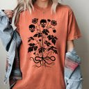 Medium Yam Skull Flower Botanical Halloween Skeleton Spooky Snakes Art Collection Comfort Colors Tee