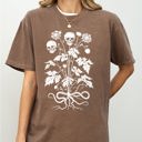 Small Espresso Brown Skull Flower Botanical Halloween Skeleton Spooky Snakes Art Collection Comfort Colors Tee