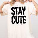 Small Ivory Cream Stay Cute Spooky Creepy Halloween Exclusive Graphic Edition For Haunted Wardrobe Collection Comfort Colors Tee