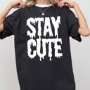 XXXL Black Stay Cute Spooky Creepy Halloween Exclusive Graphic Edition For Haunted Wardrobe Collection Comfort Colors Tee