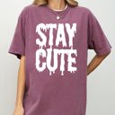 XXXL Berry Red Stay Cute Spooky Creepy Halloween Exclusive Graphic Edition For Haunted Wardrobe Collection Comfort Colors Tee