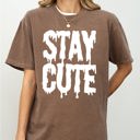 XL Espresso Brown Stay Cute Spooky Creepy Halloween Exclusive Graphic Edition For Haunted Wardrobe Collection Comfort Colors Tee