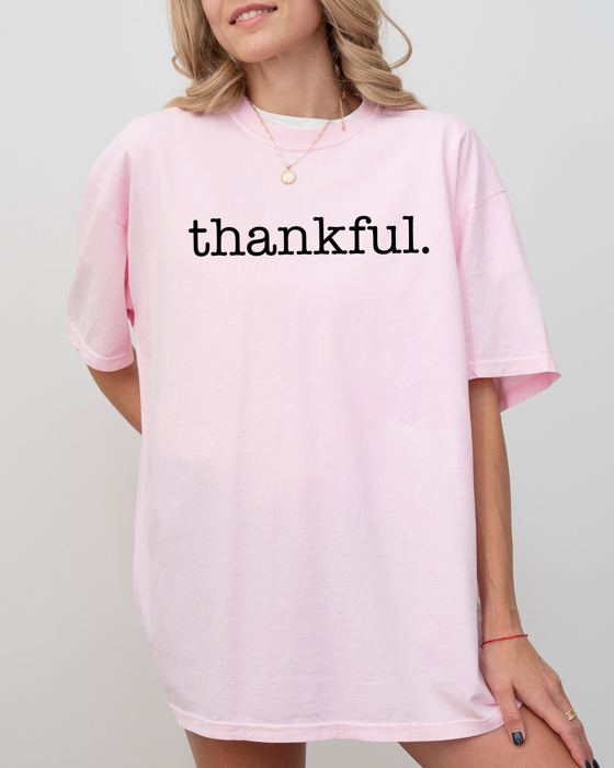 Thankful Minimal Simplicity Autumn Fall Halloween Thanksgiving Comfort Colors Tee