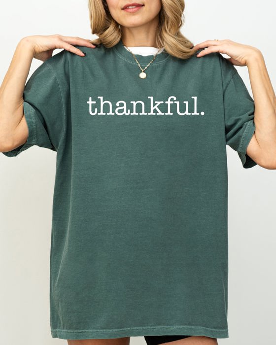 Thankful Minimal Simplicity Autumn Fall Halloween Thanksgiving Comfort Colors Tee