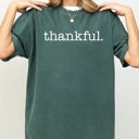 Medium Blue Spruce Green Thankful Minimal Simplicity Autumn Fall Halloween Thanksgiving Comfort Colors Tee
