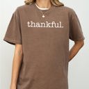 Medium Espresso Brown Thankful Minimal Simplicity Autumn Fall Halloween Thanksgiving Comfort Colors Tee