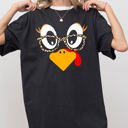 Large Black Thanksgiving Turkey Funny Face Leopard Print Fall Autumn Teacher Chic Comfort Colors Tee
