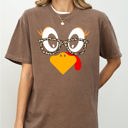 XXL Espresso Brown Thanksgiving Turkey Funny Face Leopard Print Fall Autumn Teacher Chic Comfort Colors Tee