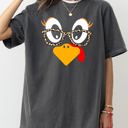 Large Pepper Dark Gray Thanksgiving Turkey Funny Face Leopard Print Fall Autumn Teacher Chic Comfort Colors Tee