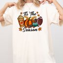 Tis The Season Leopard Print Football Pumpkin Leaves Autumn Halloween Comfort Colors Tee