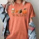  Tis The Season Pumpkin Spice Latte Football Leaves Coffee Autumn Fall Comfort Colors Tee