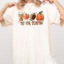  Tis The Season Pumpkin Spice Latte Football Leaves Coffee Autumn Fall Comfort Colors Tee