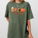 Medium Moss Dark Green Tis The Season Pumpkin Spice Latte Football Leaves Coffee Autumn Fall Comfort Colors Tee
