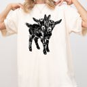 Large Ivory Cream Two Headed Goat Haunted Halloween Night Creepy Graphic Art Edition Comfort Colors Tee