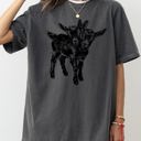 XL Pepper Dark Gray Two Headed Goat Haunted Halloween Night Creepy Graphic Art Edition Comfort Colors Tee