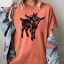 Medium Yam Two Headed Goat Haunted Halloween Night Creepy Graphic Art Edition Comfort Colors Tee