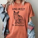 Medium Yam Unlikely To Apologize Cat Sarcastic Attitude Quote Graphic Premium Comfort Colors Tee