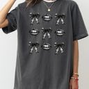  Vampire Black Bows Coquette Ribbons Halloween Lace Gothic Spooky Scary Fangs Comfort Colors Tee