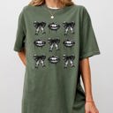  Vampire Black Bows Coquette Ribbons Halloween Lace Gothic Spooky Scary Fangs Comfort Colors Tee