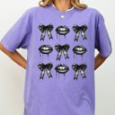  Vampire Black Bows Coquette Ribbons Halloween Lace Gothic Spooky Scary Fangs Comfort Colors Tee