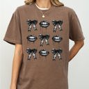 Small Espresso Brown Vampire Black Bows Coquette Ribbons Halloween Lace Gothic Spooky Scary Fangs Comfort Colors Tee